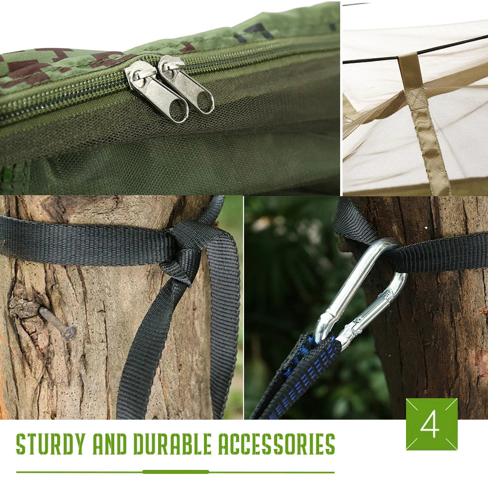 Mosquito Net Hammock 260*140cm Automatic Quick-opening Outdoor Camping Hanging Sleeping Hammock Bed Survival Portable Hammock