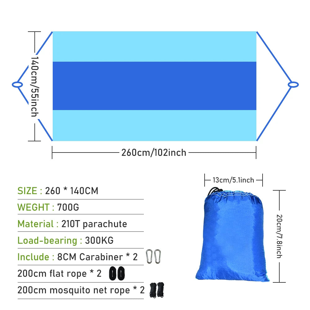 Mosquito Net Hammock 260*140cm Automatic Quick-opening Outdoor Camping Hanging Sleeping Hammock Bed Survival Portable Hammock