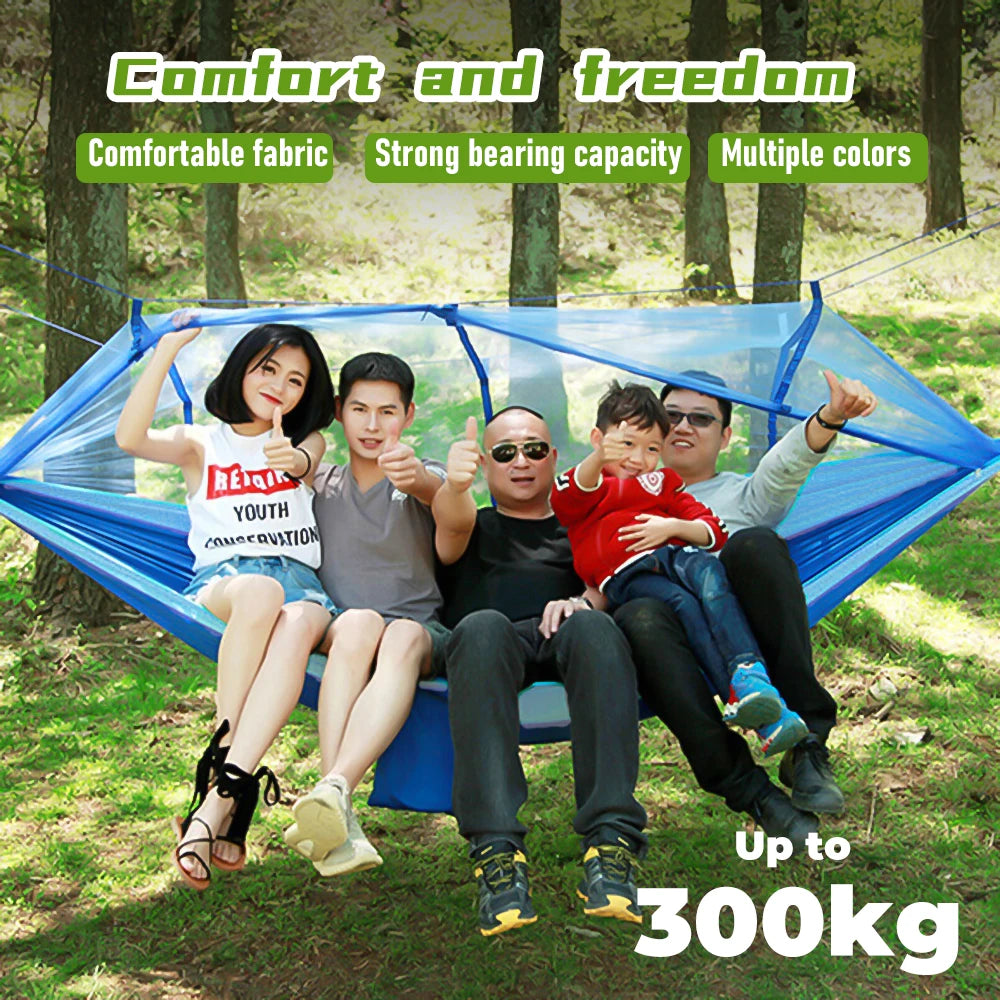 Mosquito Net Hammock 260*140cm Automatic Quick-opening Outdoor Camping Hanging Sleeping Hammock Bed Survival Portable Hammock